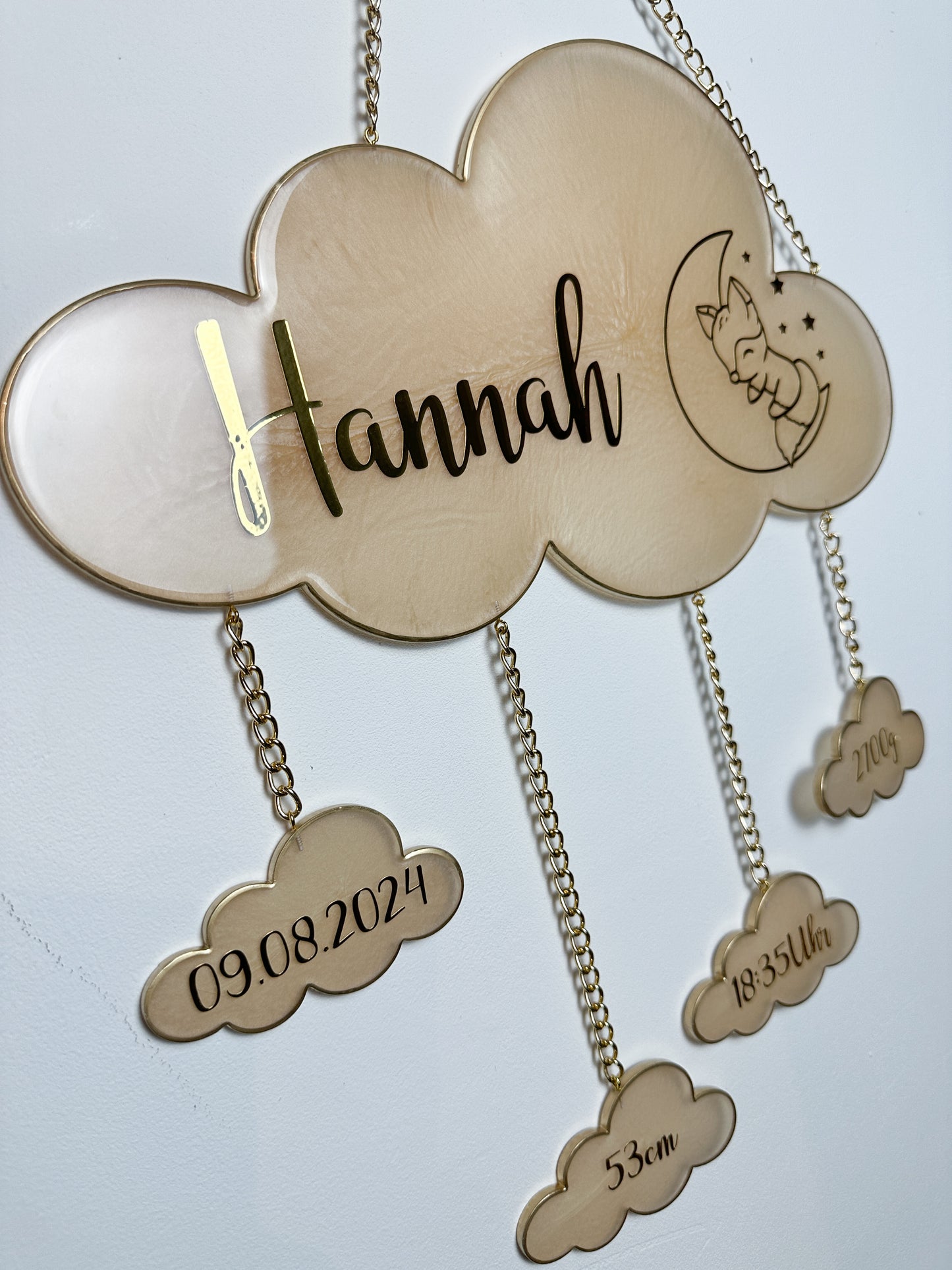 Individuelle Babywolke 35cm | Geburtswolke, Wanddekoration